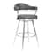 Armen Living Amador 30" Bar Height Barstool in Brushed Stainless Steel and Vintage Gray Faux Leather 721535747054 - alternate 1